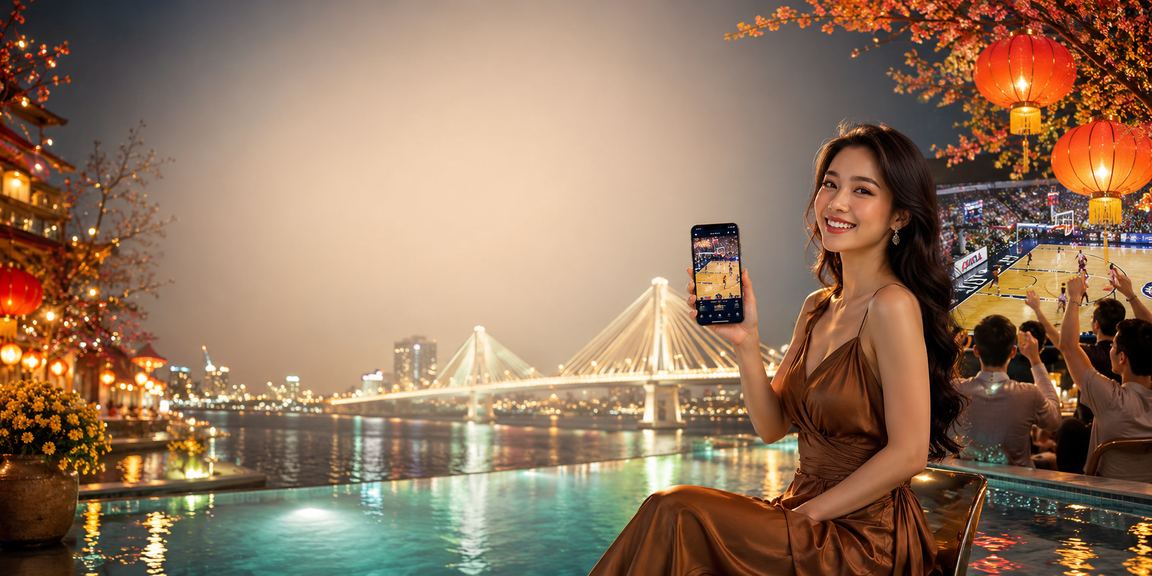 Quán cà phê Cần Thơ với chủ đề bóng rổ và theo dõi sự kiện mobile